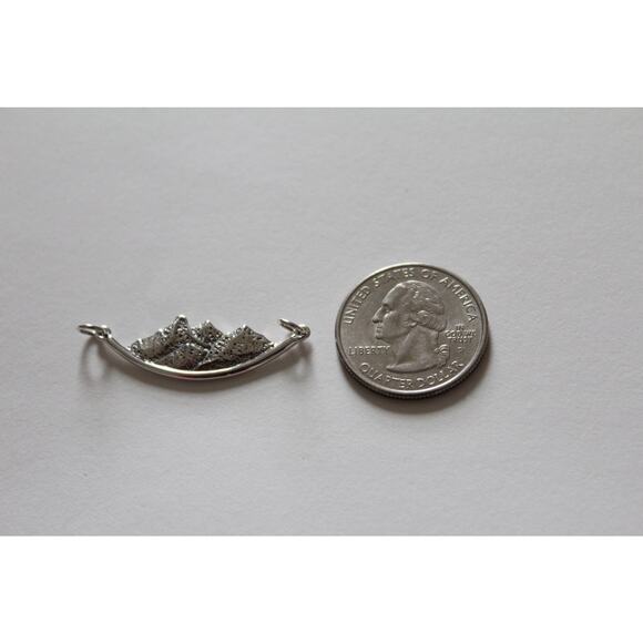 Sterling Silver Mountain Pendant, Mountain Scene Pendant Charm, Mountain Charm - Picture 4 of 6